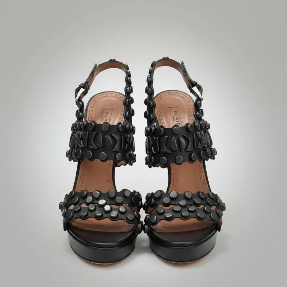 Alaia Khaite Studded Leather Sandals